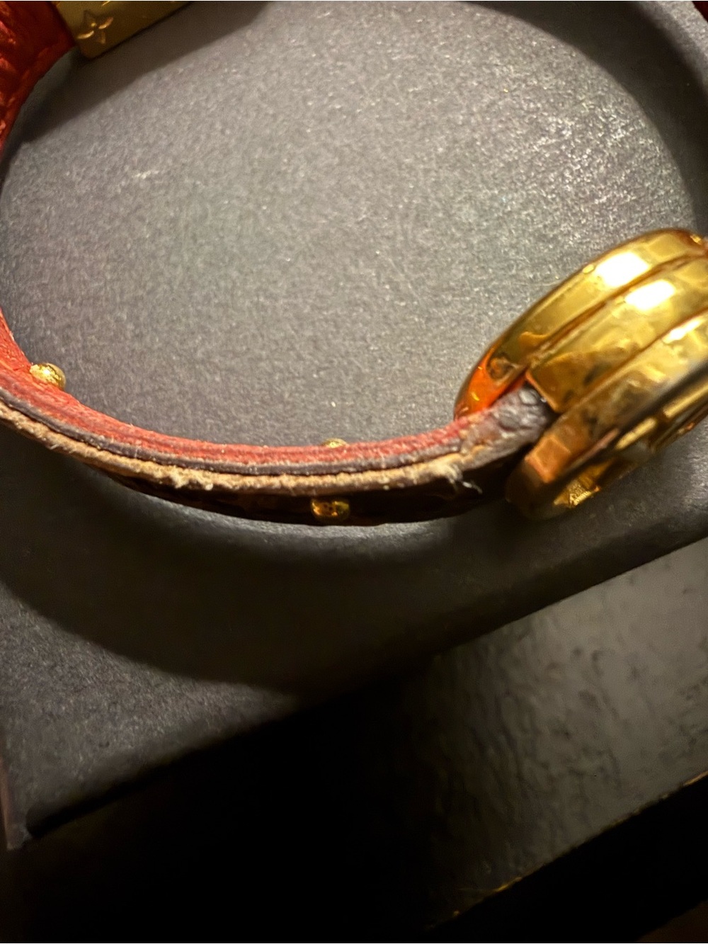 Louis Vuitton Brown Monogram Leather Bracelet with Gold Hardware Authentic - Picture 7 of 7